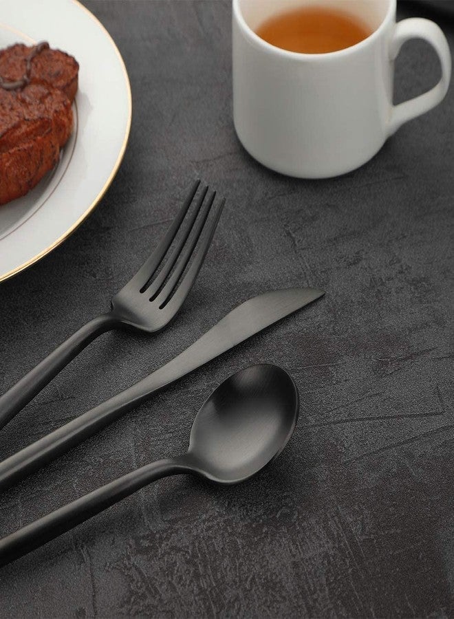 STAR WORK Black Flatware Stainless Steel Forks and Spoons Silverware for Home,Kitchen,Restaurant Hotel,Matte Black Kitchen Utensils Satin Finished Polished/Dishwasher Safe (Pack of 16) - Image 4